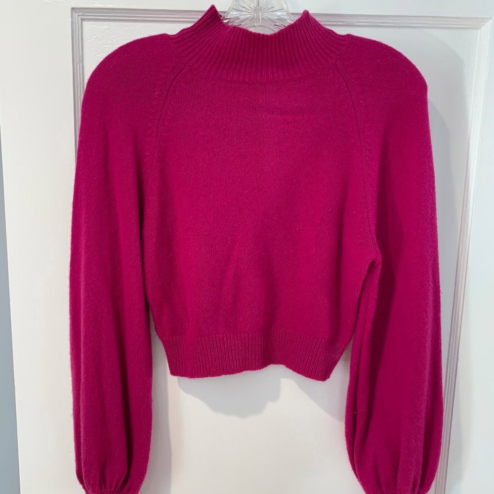BCBGMAXAZRIA Pink Cropped Turtleneck Sweater